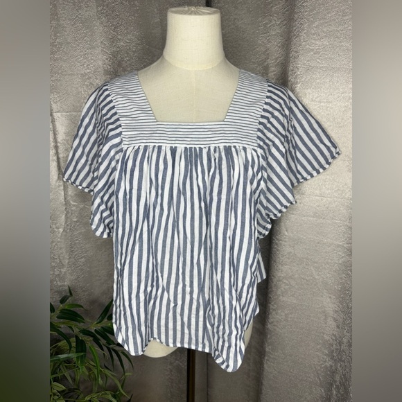 Madewell Women’s Square Neck Butterfly Top in Stripe Play Sz XS - Picture 3 of 10